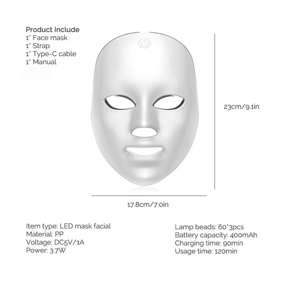 GlowPulse 7-Color LED Face & Neck Therapy Mask