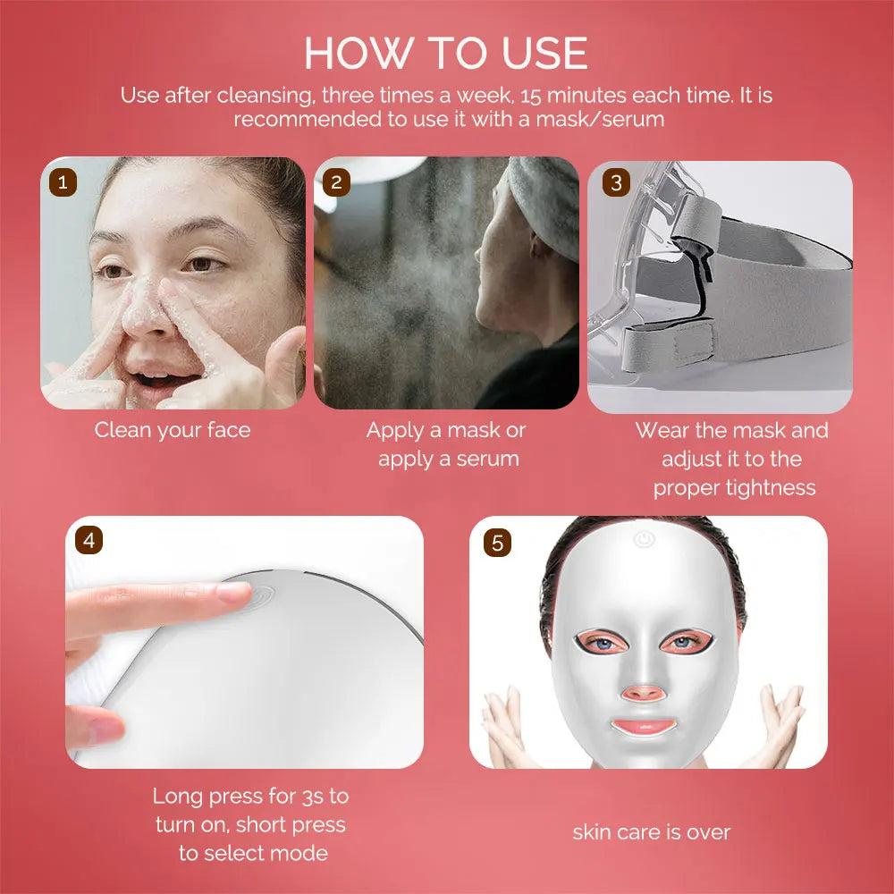 GlowPulse 7-Color LED Face & Neck Therapy Mask