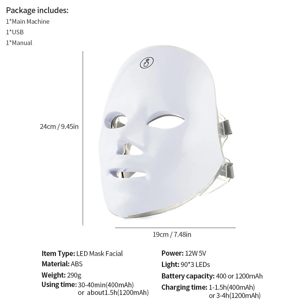 GlowPulse 7-Color LED Face & Neck Therapy Mask